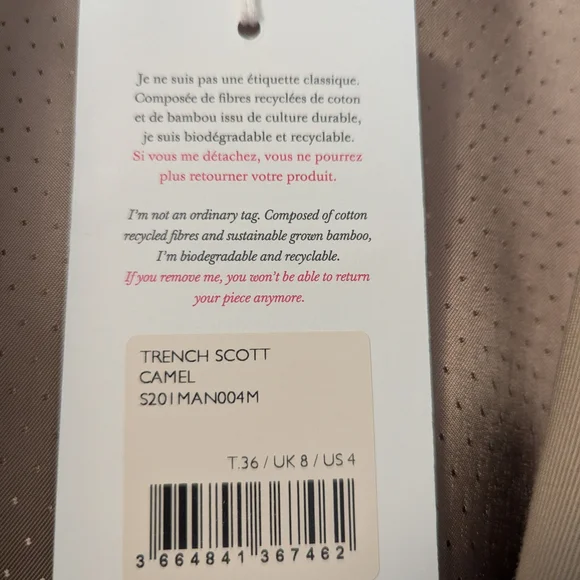 NWT Sezane Scott Trench Coat - Picture 5 of 7